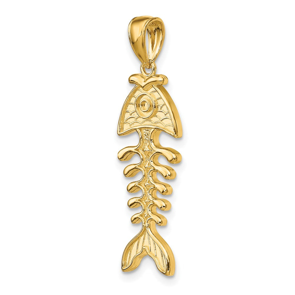 14k Yellow Gold 3-D Polished/ Textured Fishbone Charm