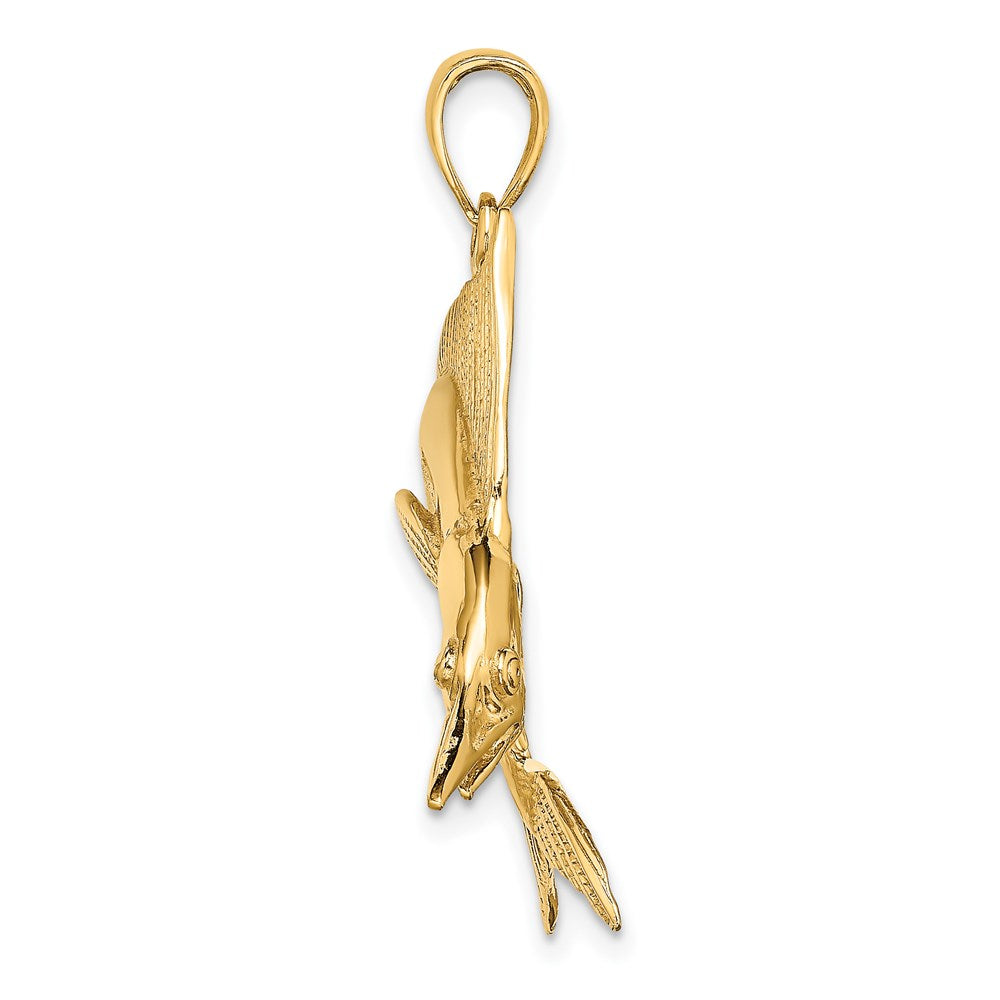 14k Yellow Gold 2-D Polished / Satin STRIPED MARLIN Charm