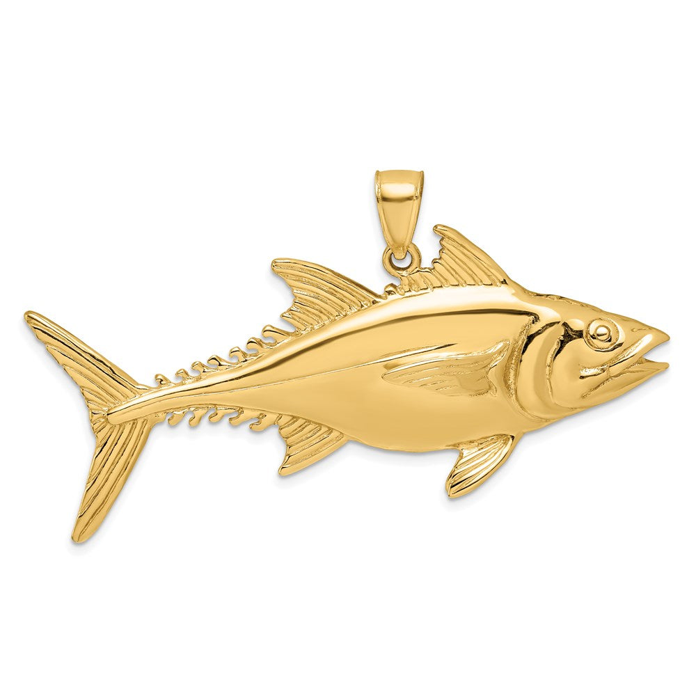 14k Yellow Gold 3-D Polished Skipjack Tuna Fish Charm