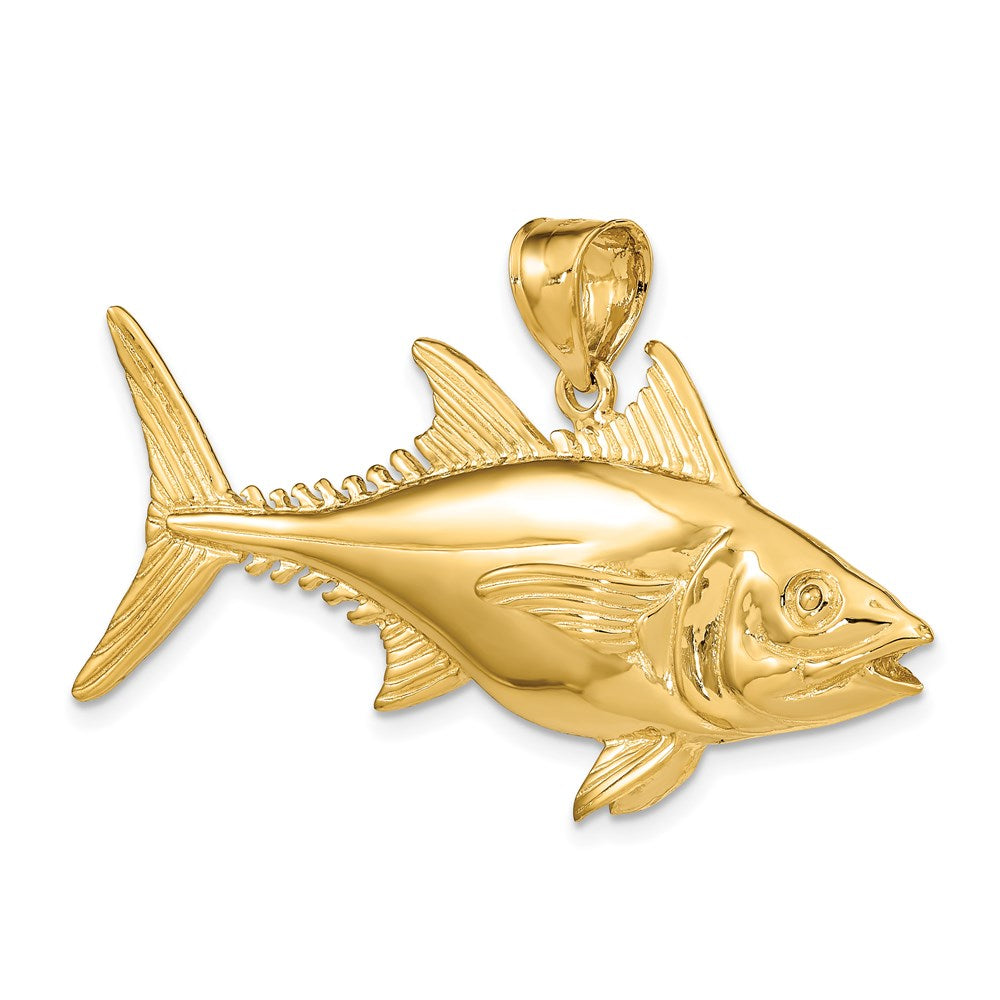 14k Yellow Gold 3-D Polished Skipjack Tuna Fish Charm