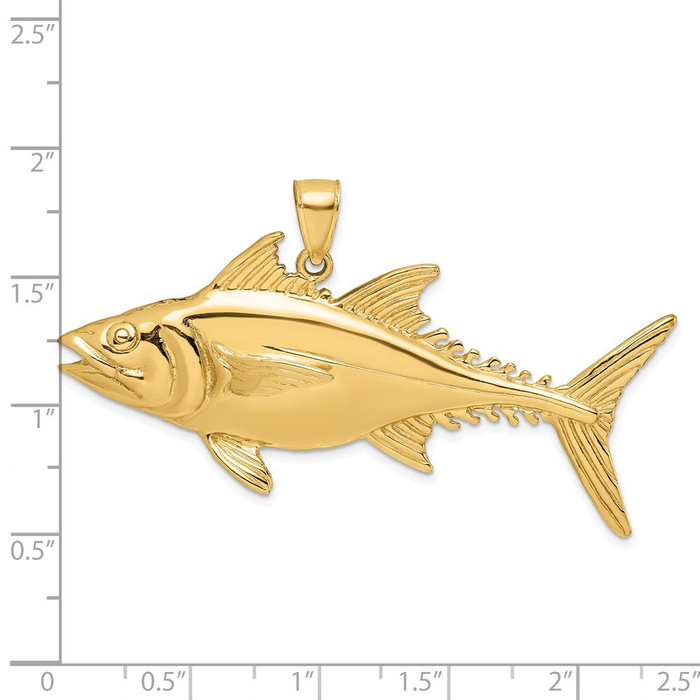 14k Yellow Gold 3-D Polished Skipjack Tuna Fish Charm