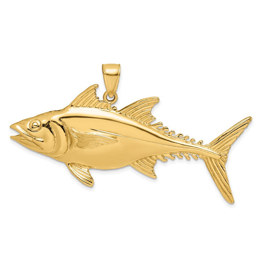 14k Yellow Gold 3-D Polished Skipjack Tuna Fish Charm