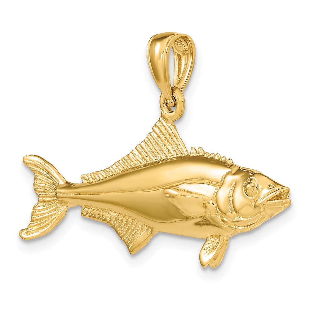 14k Yellow Gold 3-D Polished Cobia Fish Charm