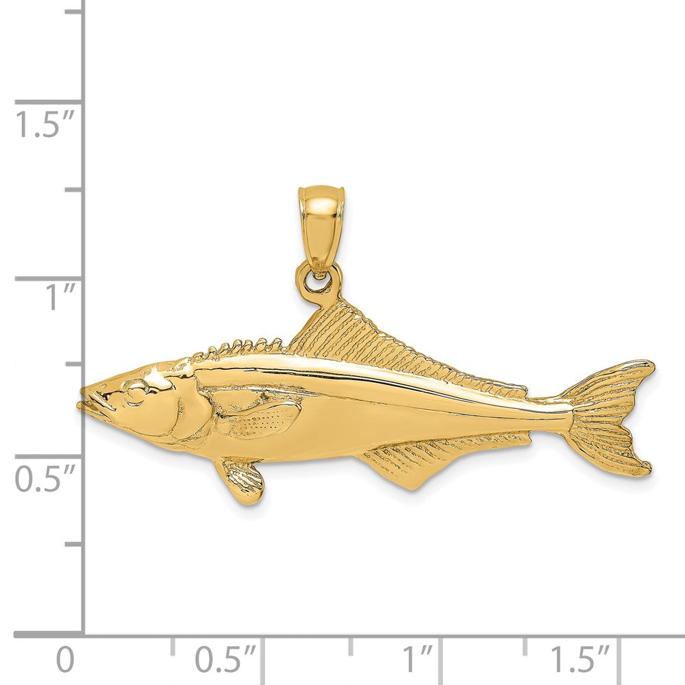 14k Yellow Gold 3-D Polished Cobia Fish Charm