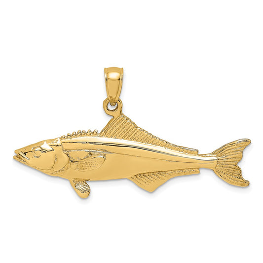 14k Yellow Gold 3-D Polished Cobia Fish Charm