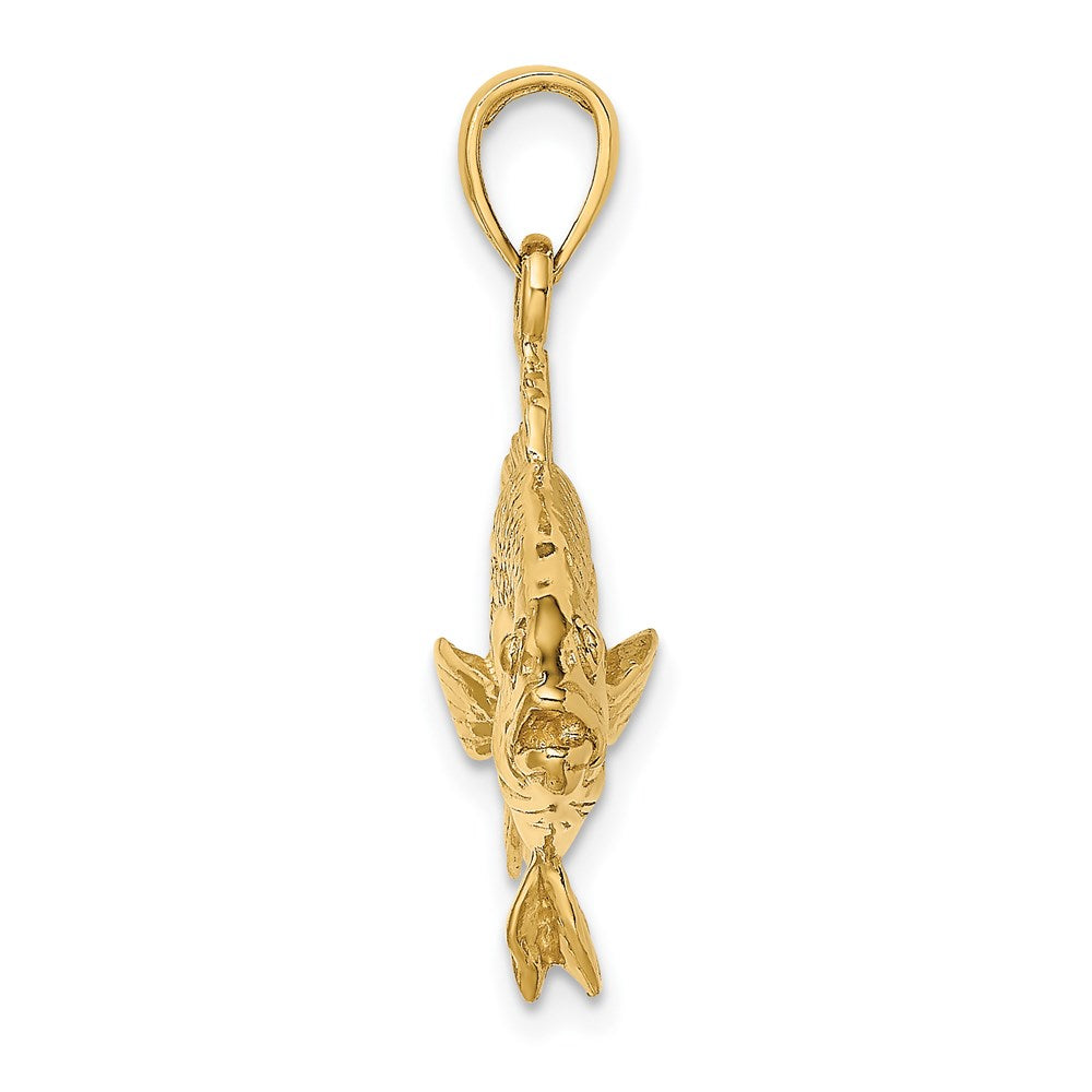 14k Yellow Gold 3-D Textured Red Snapper Fish Charm