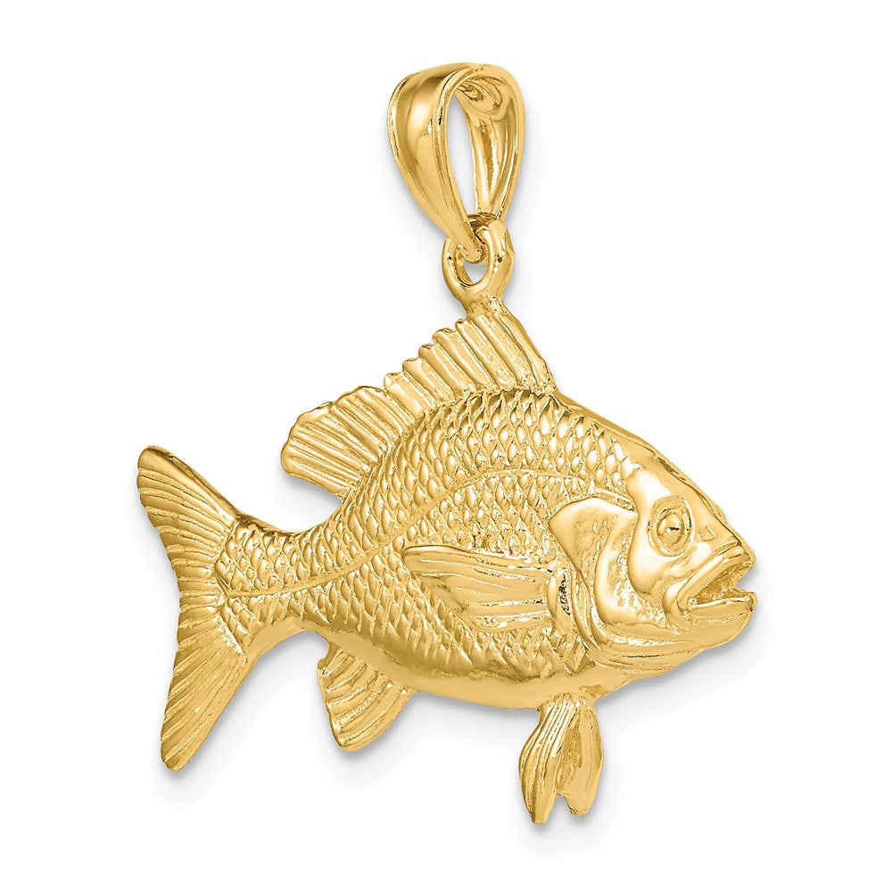 14k Yellow Gold 3-D Textured Red Snapper Fish Charm