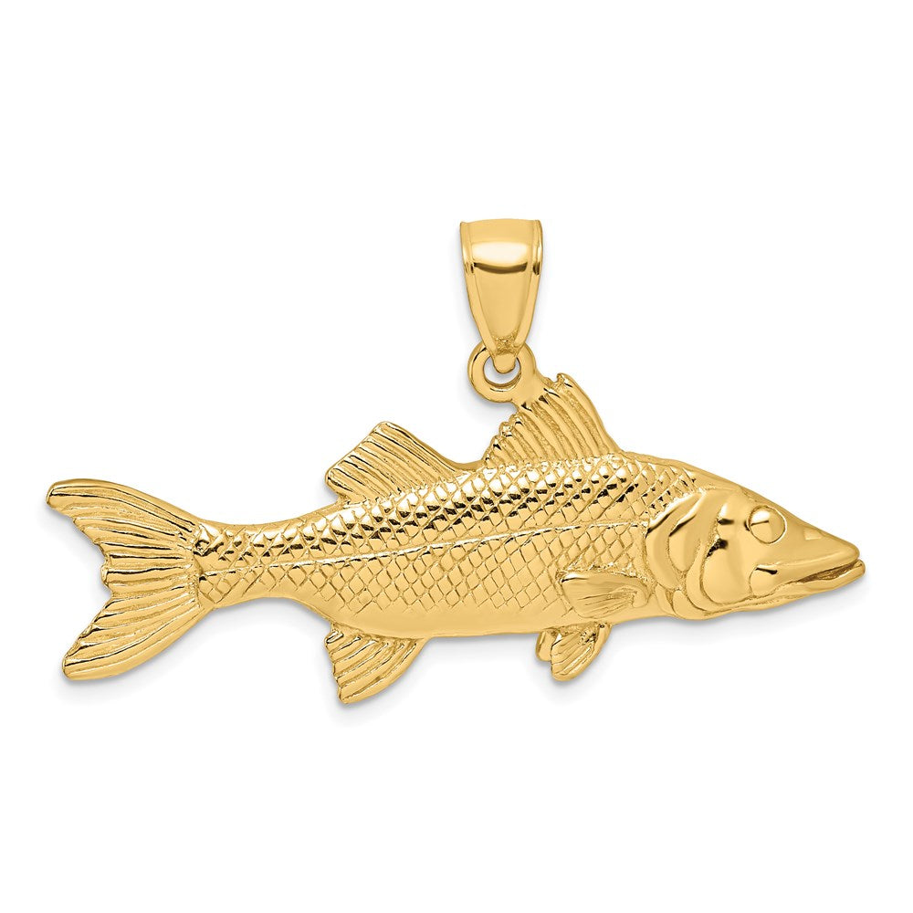 14k Yellow Gold 3-D Snook Fish Charm