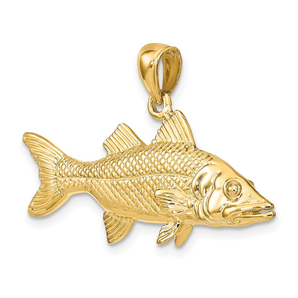 14k Yellow Gold 3-D Snook Fish Charm