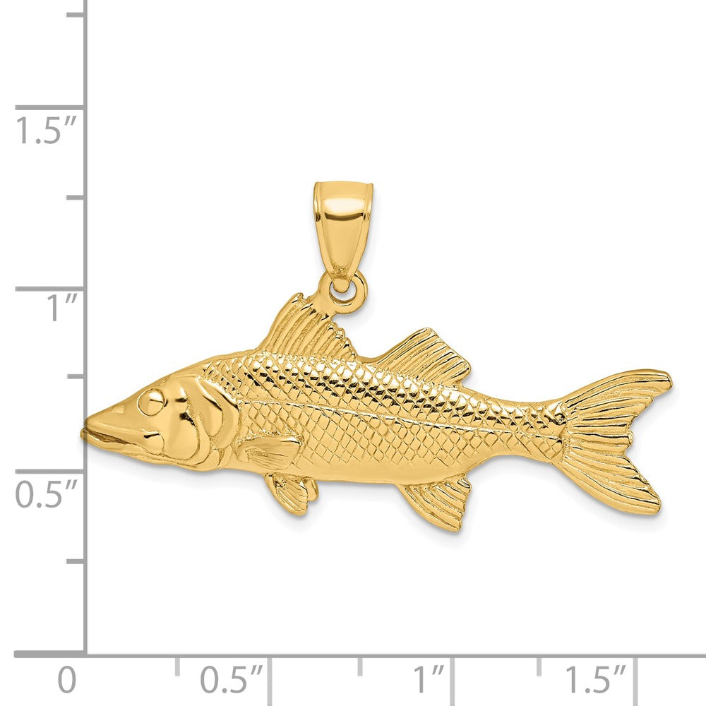 14k Yellow Gold 3-D Snook Fish Charm