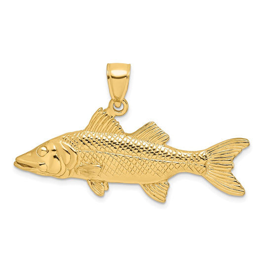 14k Yellow Gold 3-D Snook Fish Charm