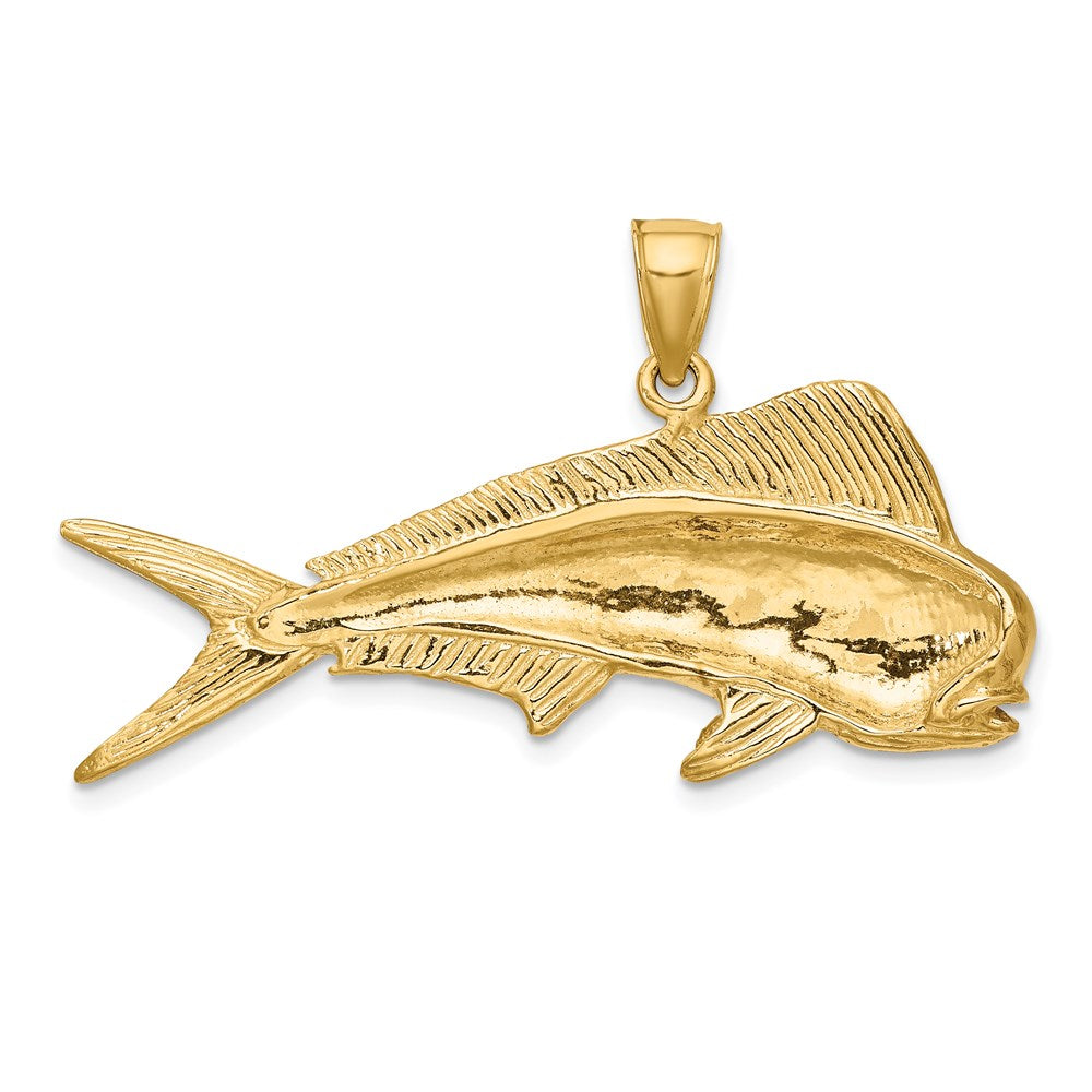 14k Yellow Gold 2-D Male Dorado (Mahi-Mahi) Charm