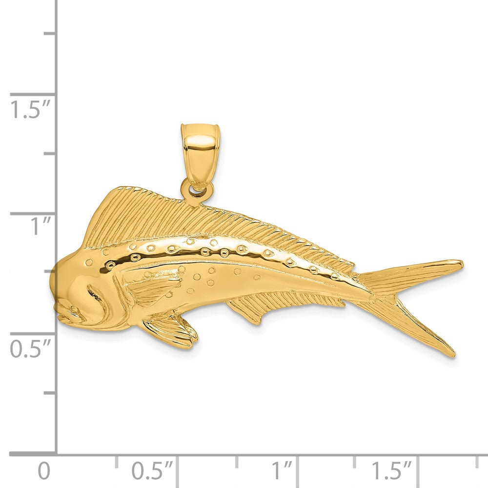 14k Yellow Gold 2-D Male Dorado (Mahi-Mahi) Charm