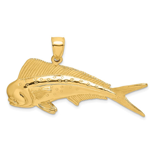 14k Yellow Gold 2-D Male Dorado (Mahi-Mahi) Charm