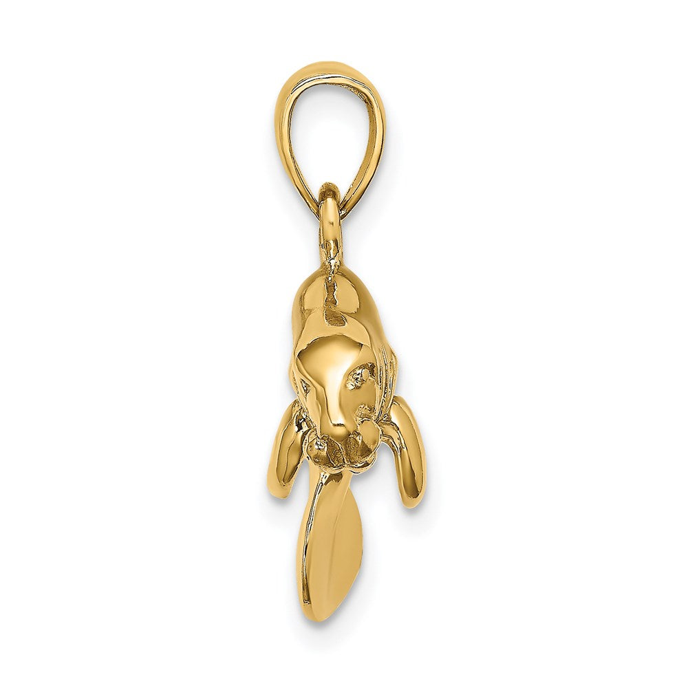 14k Yellow Gold 3-D Polished Swimming Manatee Charm