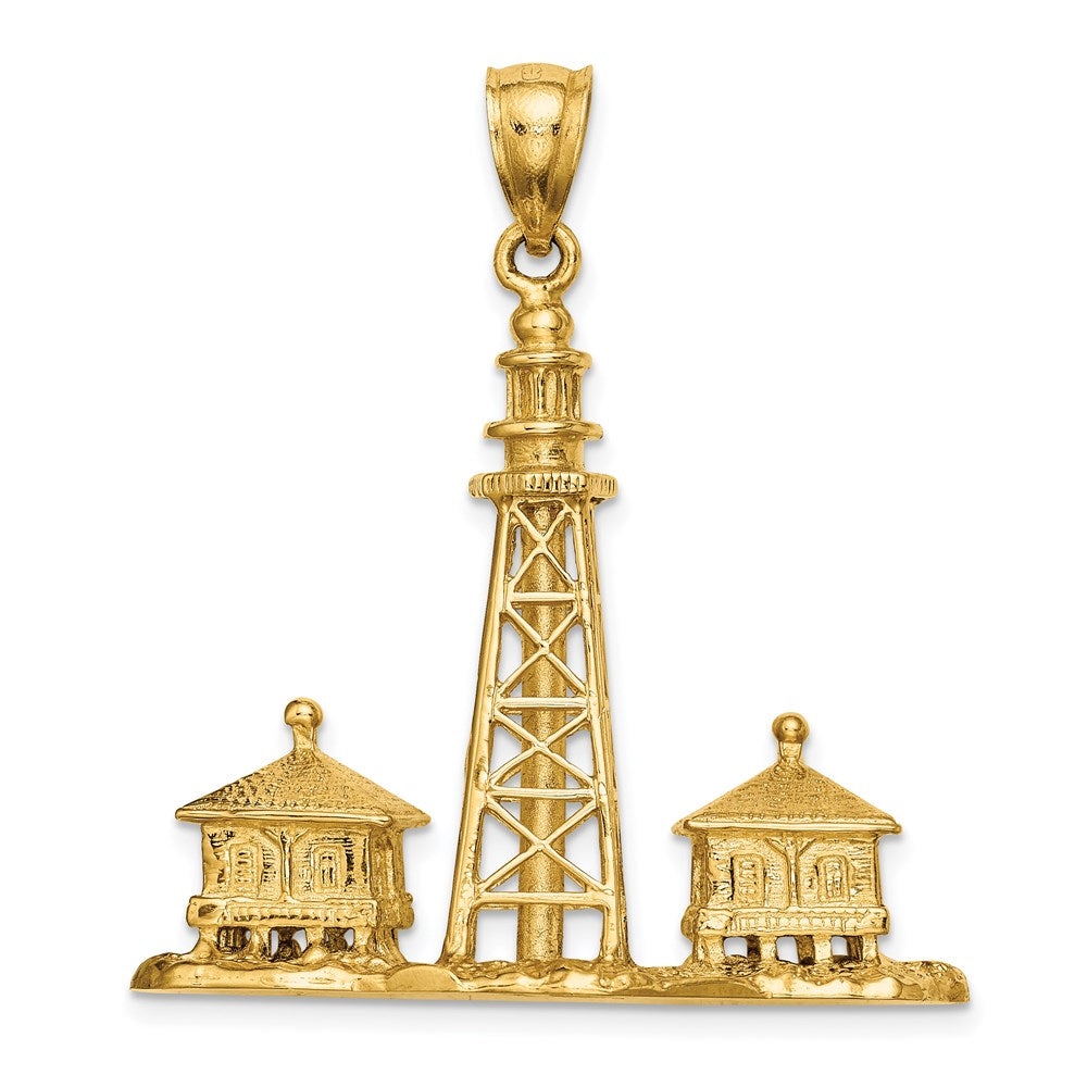 14k Yellow Gold 3D SANIBEL ISLAND Lighthouse Charm