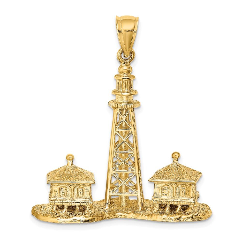 14k Yellow Gold 3D SANIBEL ISLAND Lighthouse Charm