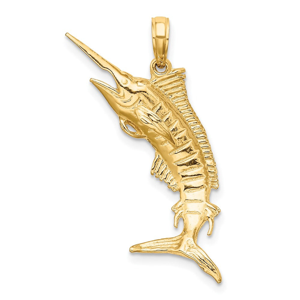 14k Yellow Gold 3-D Polished BLUE MARLIN Charm