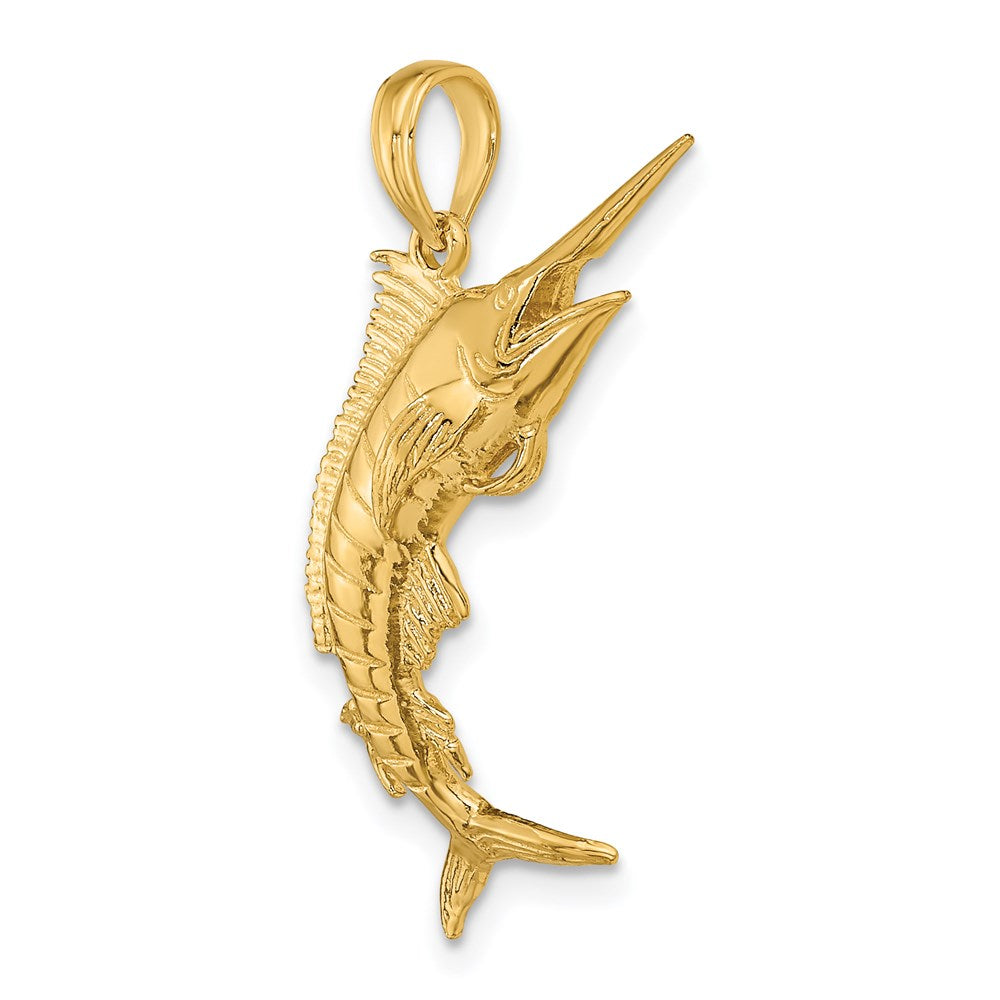 14k Yellow Gold 3-D Polished BLUE MARLIN Charm