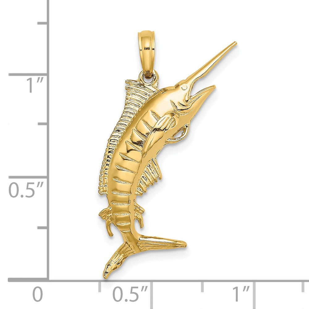 14k Yellow Gold 3-D Polished BLUE MARLIN Charm