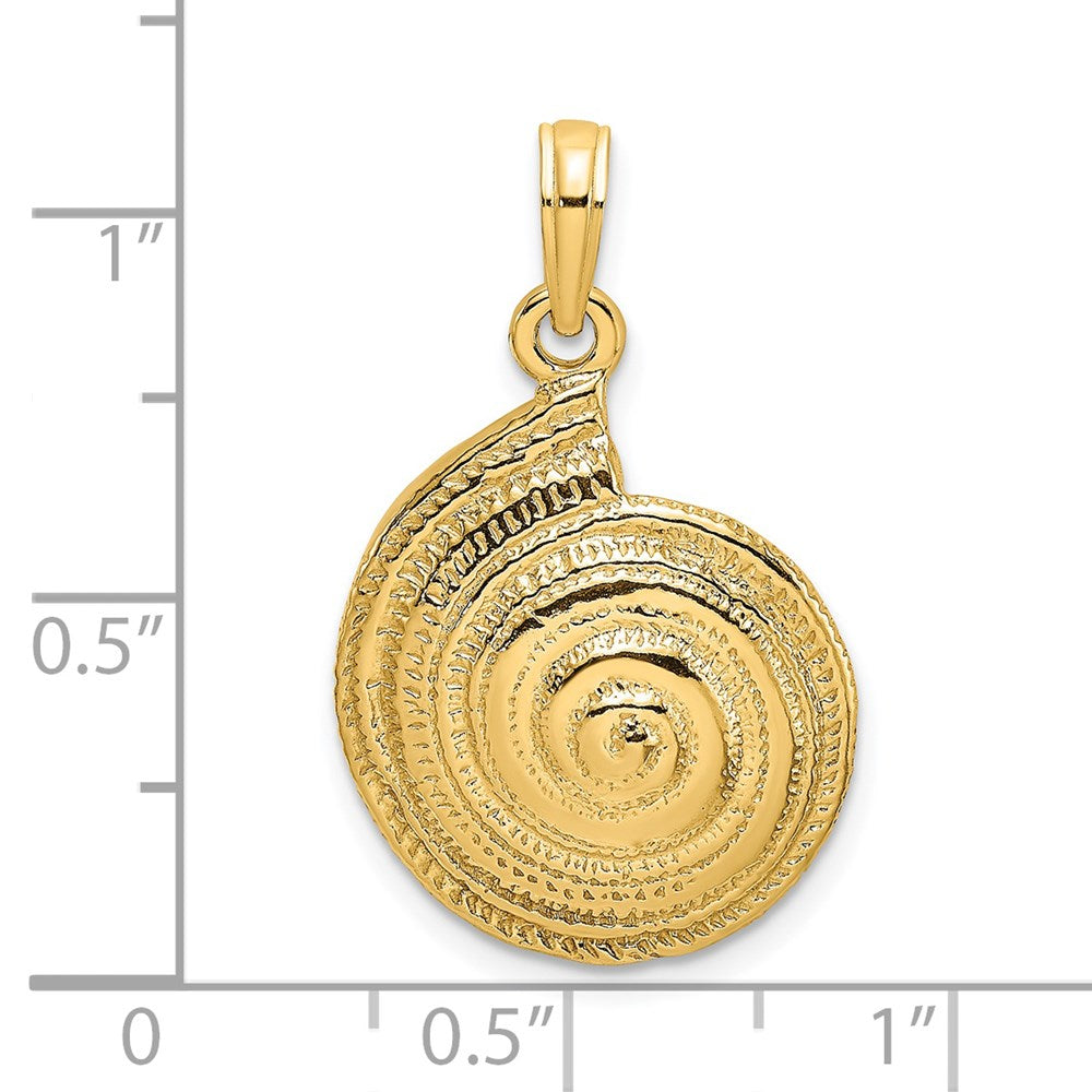 14k Yellow Gold Textured Troca Shell Charm