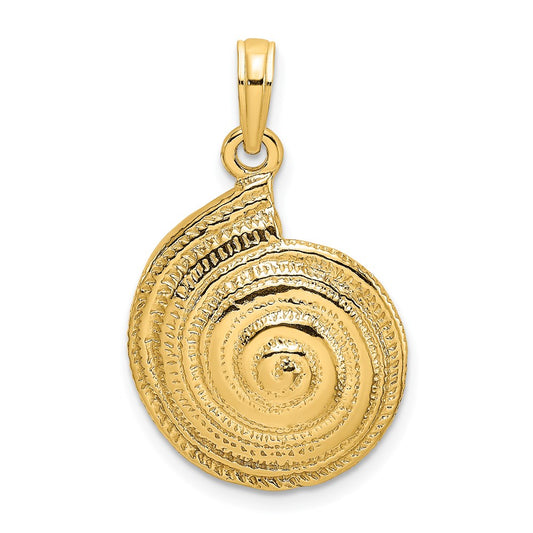 14k Yellow Gold Textured Troca Shell Charm