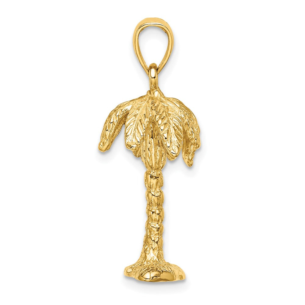 14k Yellow Gold 3-D Textured Palm Tree Charm