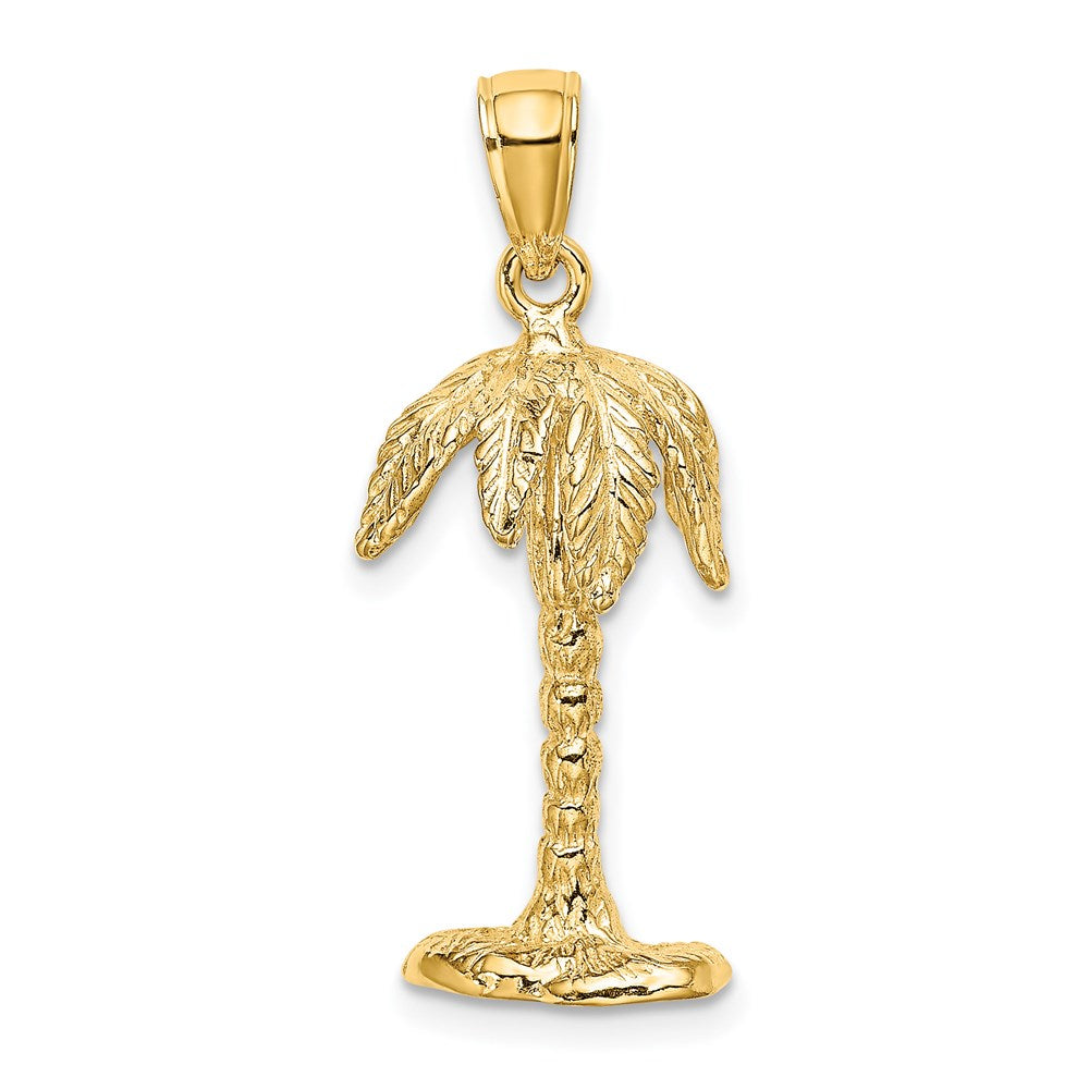 14k Yellow Gold 3-D Textured Palm Tree Charm