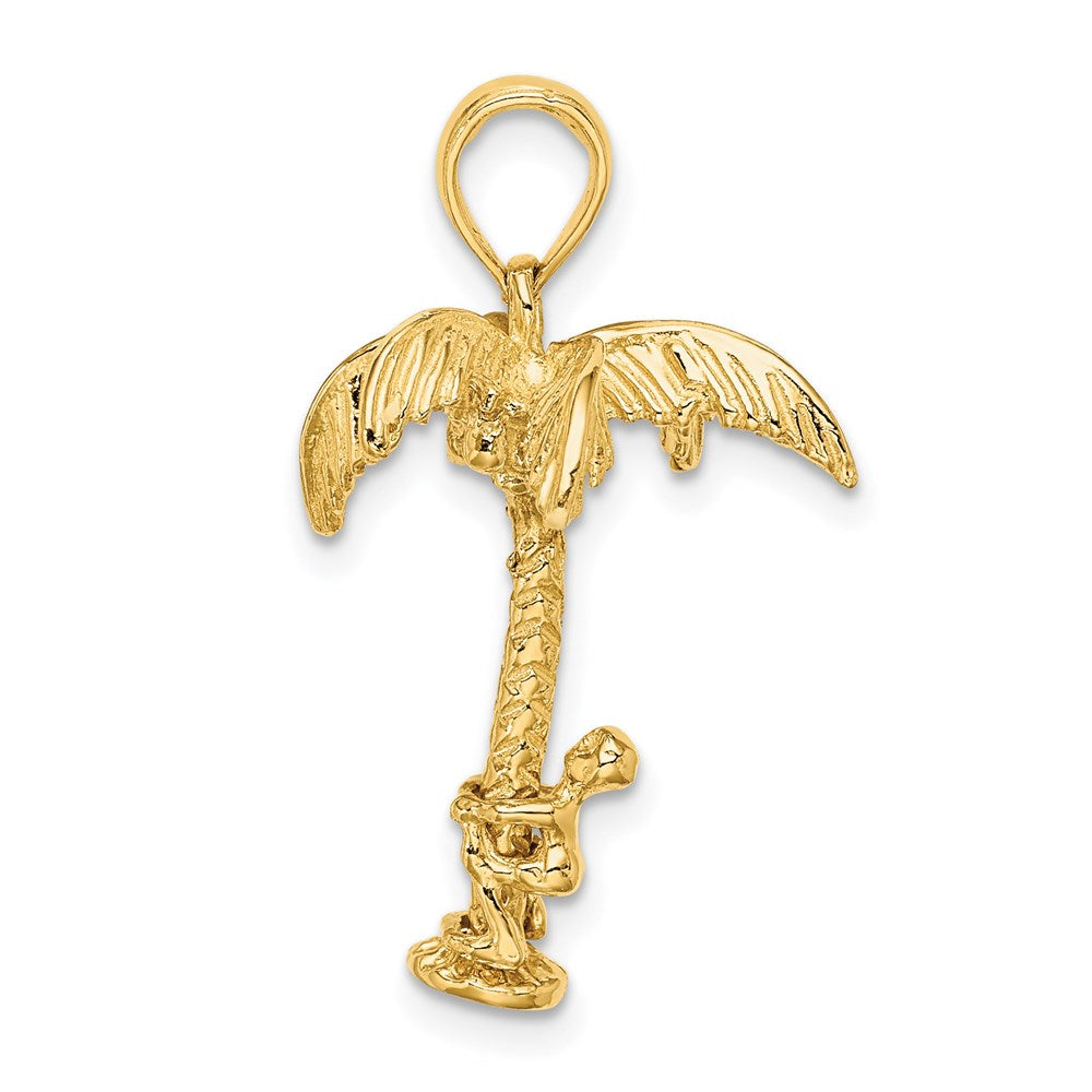 14k Yellow Gold 3-D Palm Tree W/Moveable Man Charm