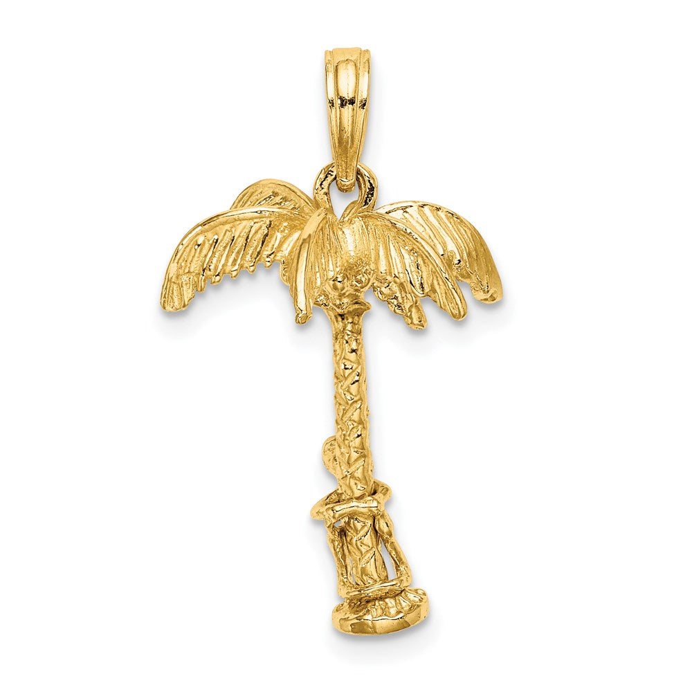 14k Yellow Gold 3-D Palm Tree W/Moveable Man Charm