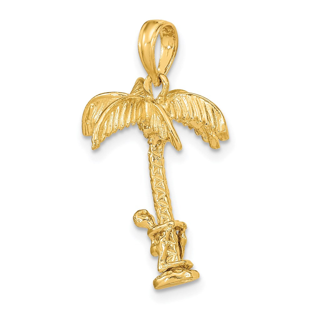 14k Yellow Gold 3-D Palm Tree W/Moveable Man Charm