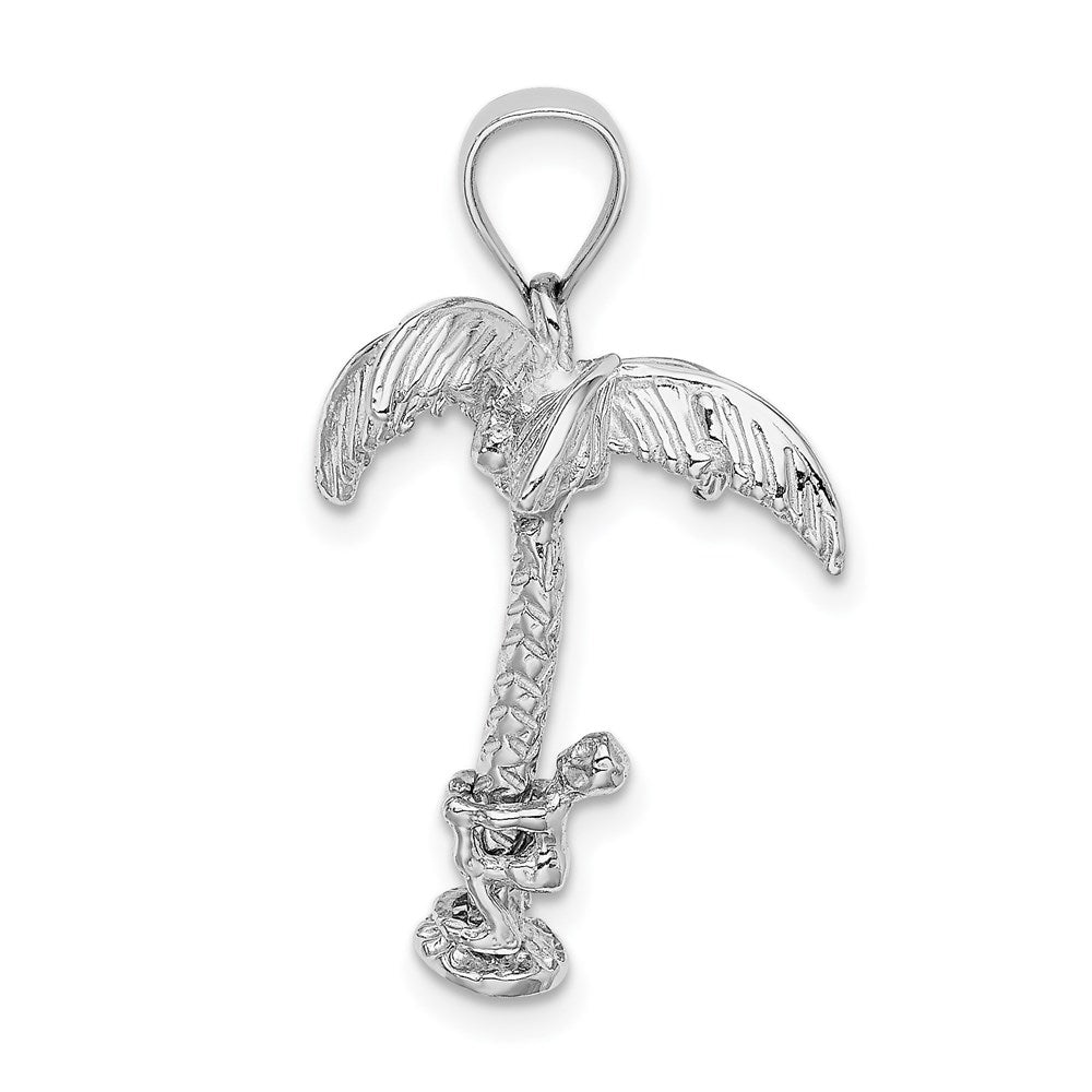 14k White Gold 3-D Palm Tree W/Moveable Man Charm