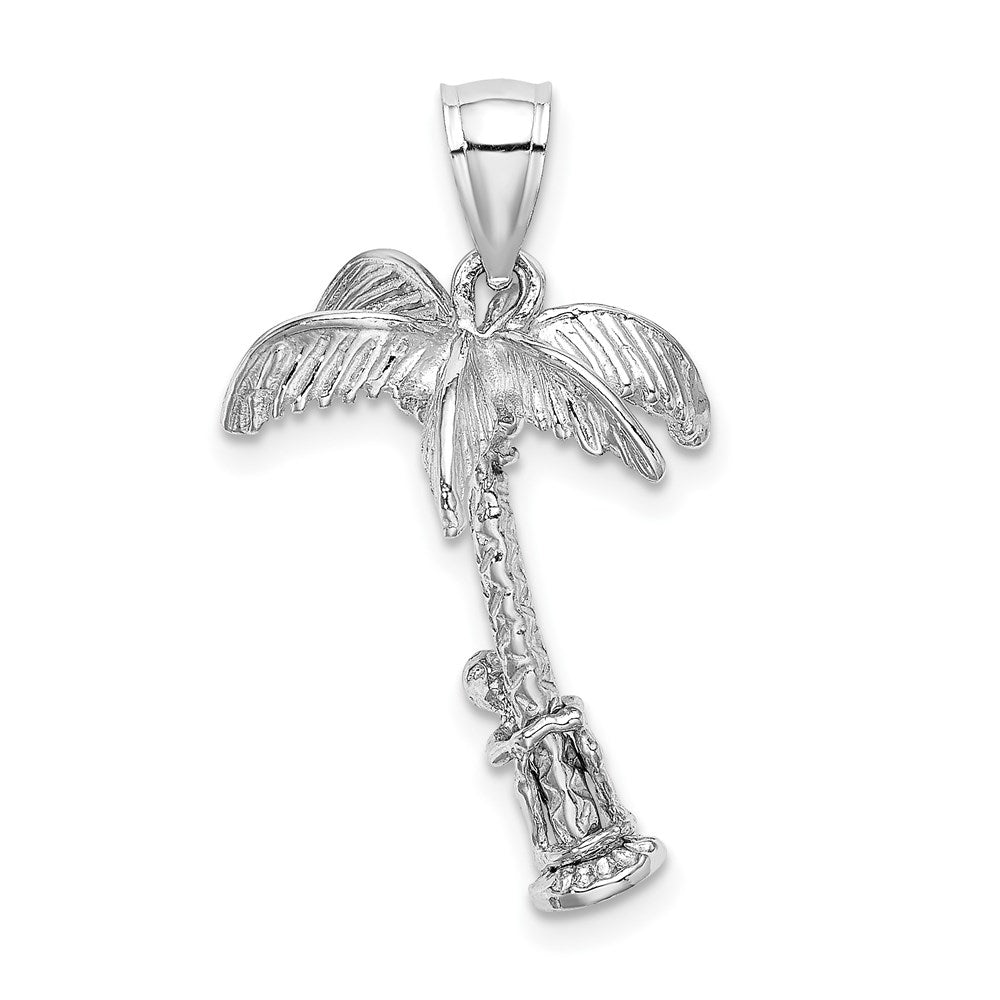 14k White Gold 3-D Palm Tree W/Moveable Man Charm