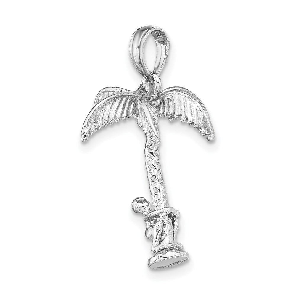 14k White Gold 3-D Palm Tree W/Moveable Man Charm