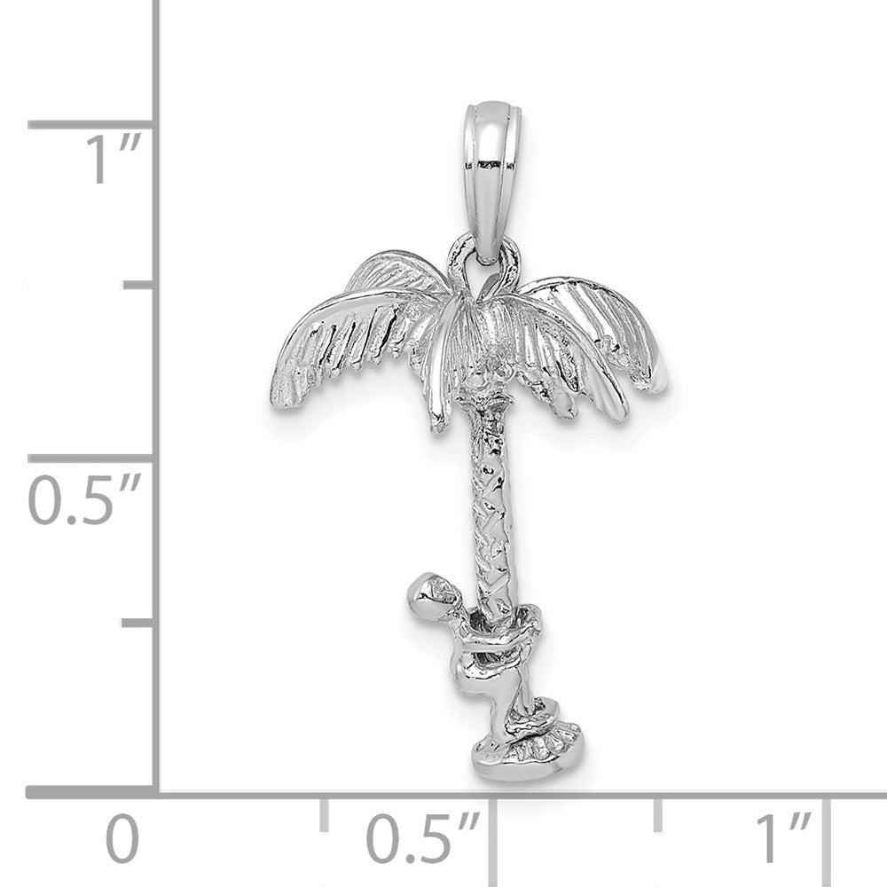 14k White Gold 3-D Palm Tree W/Moveable Man Charm