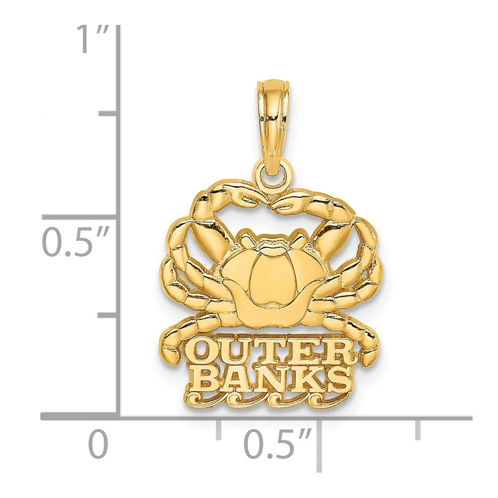 14k Yellow Gold Polished OUTER BANKS Crab Charm