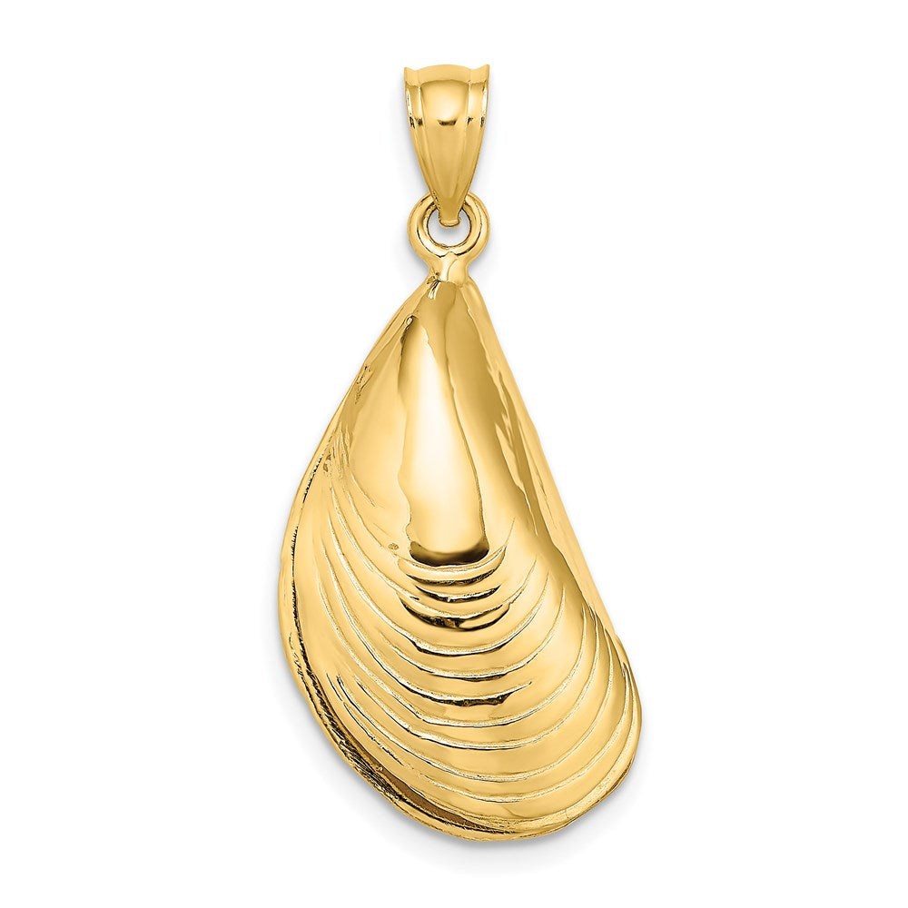 14k Yellow Gold 3-D Polished Mussel Shell Charm