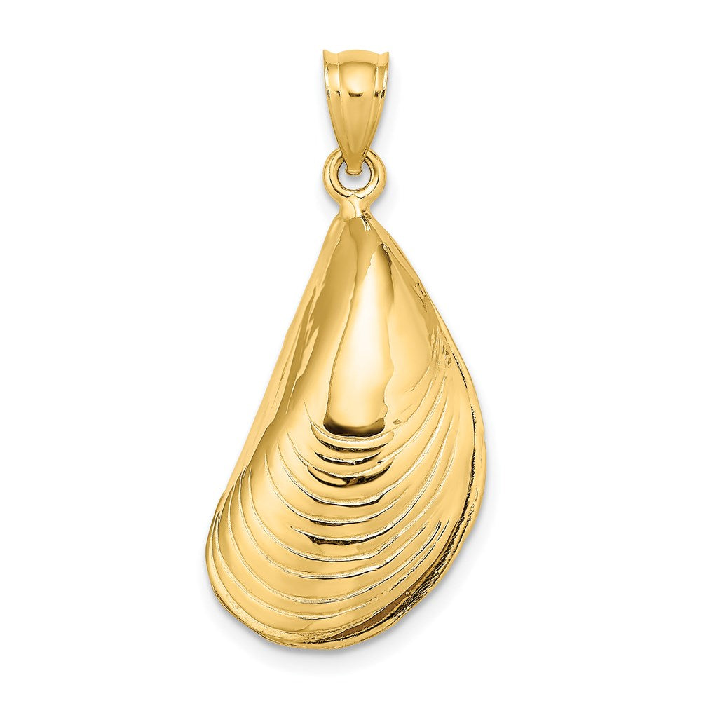 14k Yellow Gold 3-D Polished Mussel Shell Charm