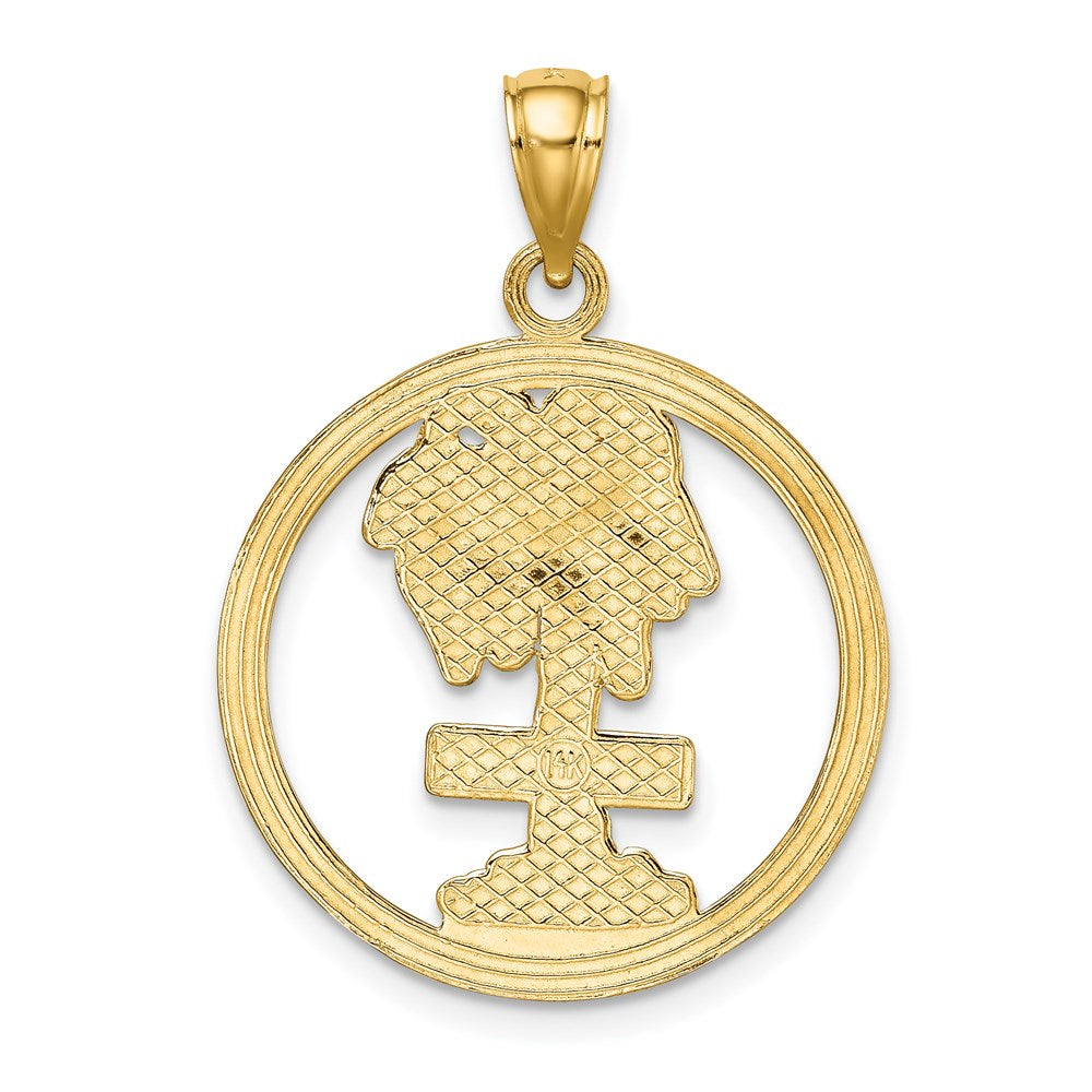 14k Yellow Gold ST. THOMAS Palm Tree Round Charm