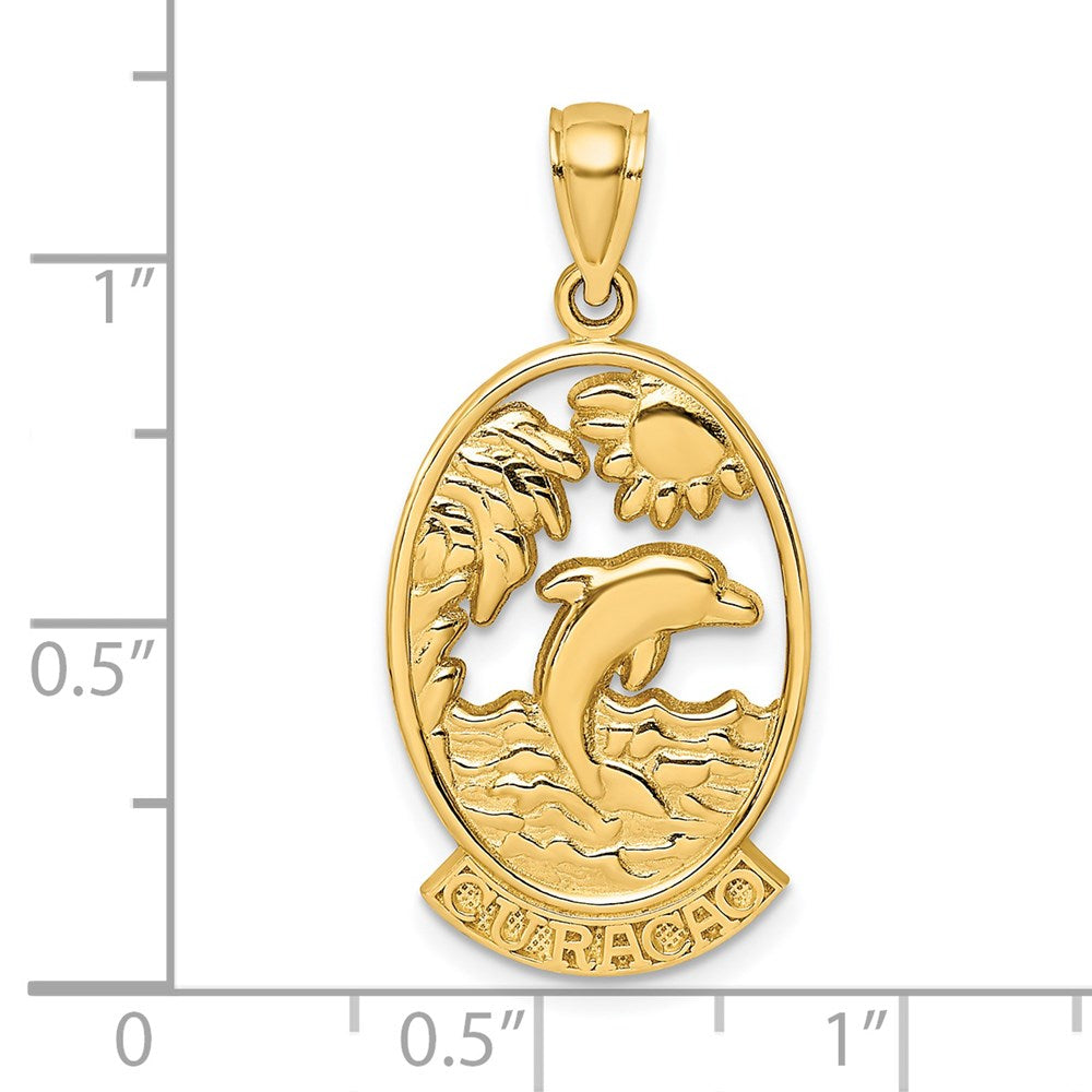 14k Yellow Gold CURACAO w/ Dolphin Sunset Charm