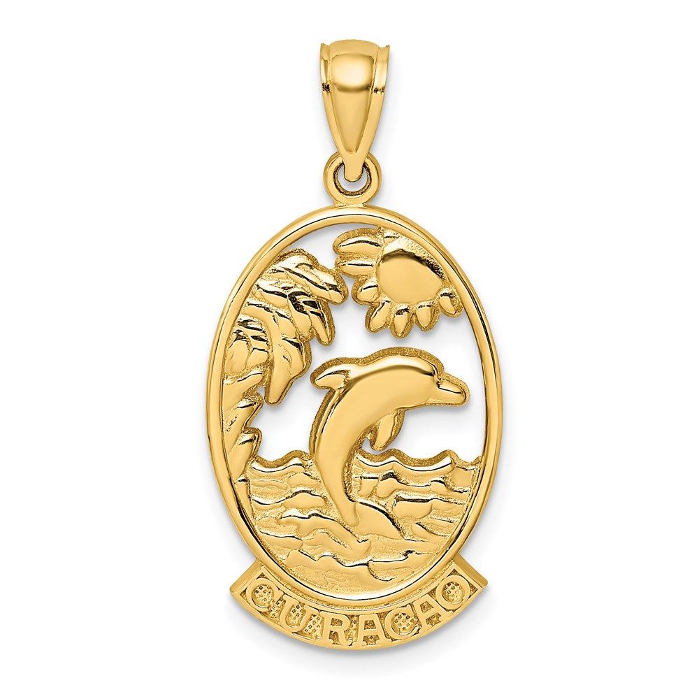 14k Yellow Gold CURACAO w/ Dolphin Sunset Charm