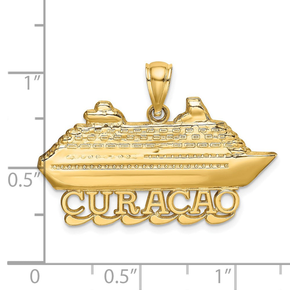 14k Yellow Gold Polished CURACAO Cruise Ship Charm