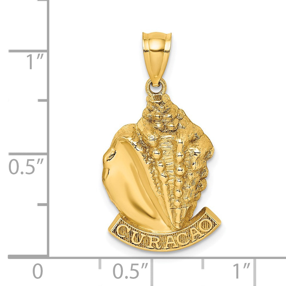 14k Yellow Gold 2-D CURACAO Under Conch Shell Charm