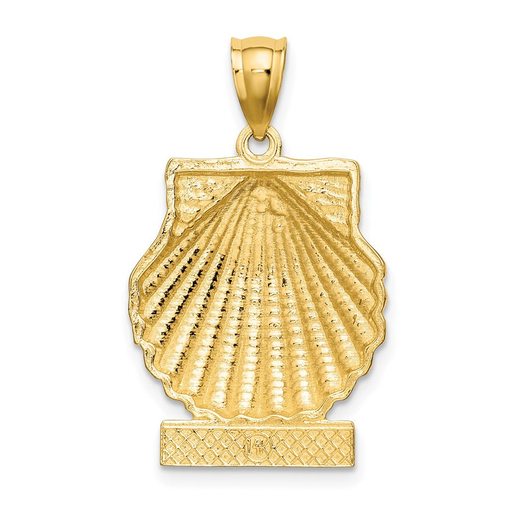 14k Yellow Gold 2-D STONE HARBOR Under Scallop Shell Charm