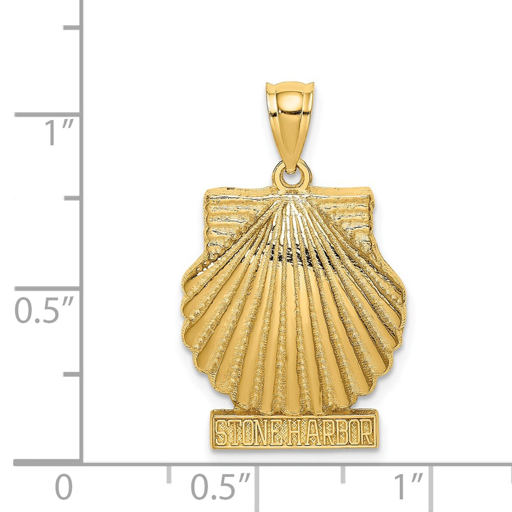 14k Yellow Gold 2-D STONE HARBOR Under Scallop Shell Charm