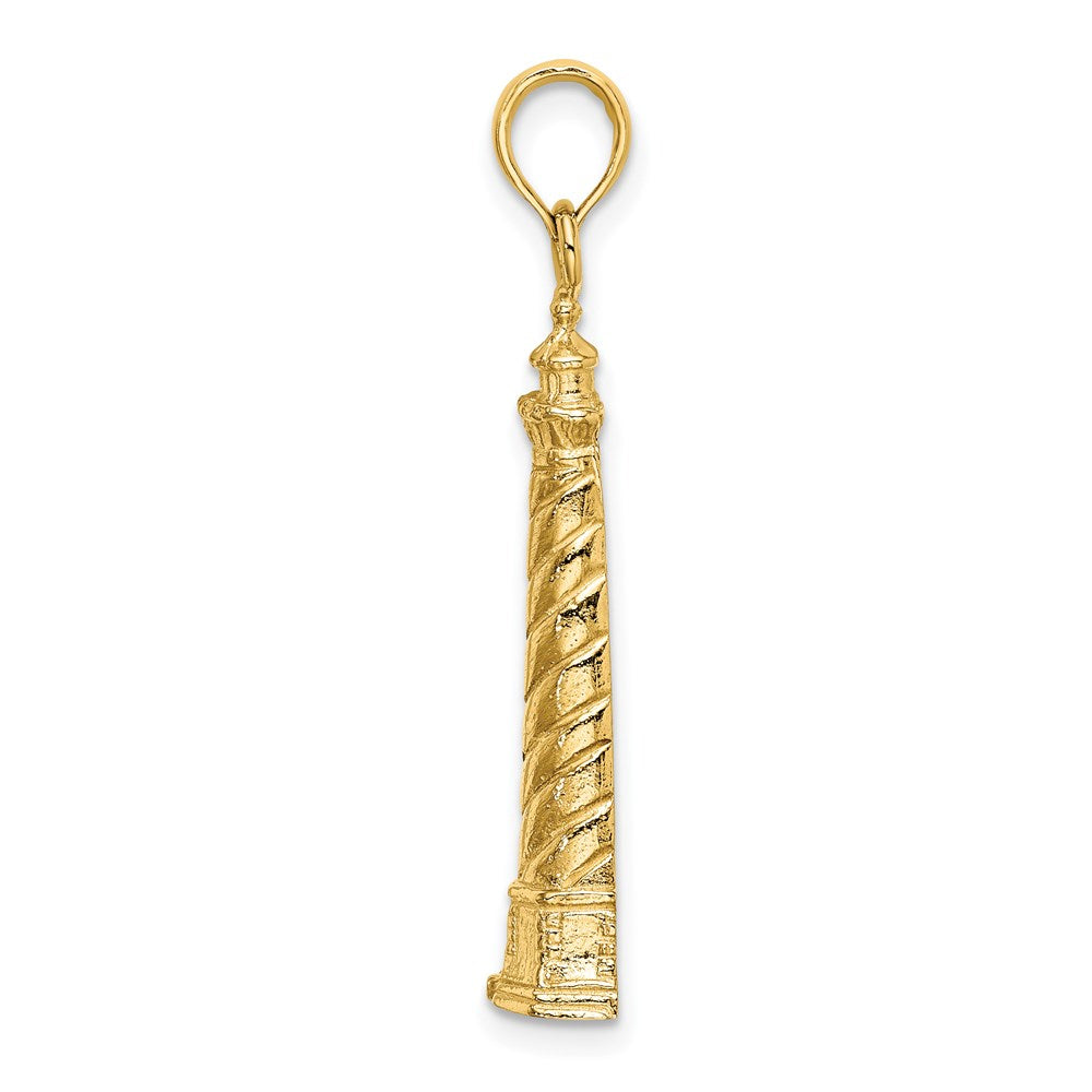 14k Yellow Gold 2-D Cape Hatteras Lighthouse Charm