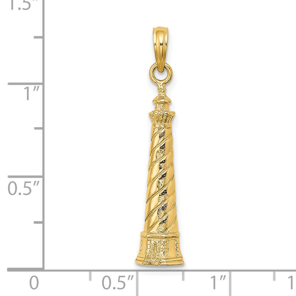 14k Yellow Gold 2-D Cape Hatteras Lighthouse Charm