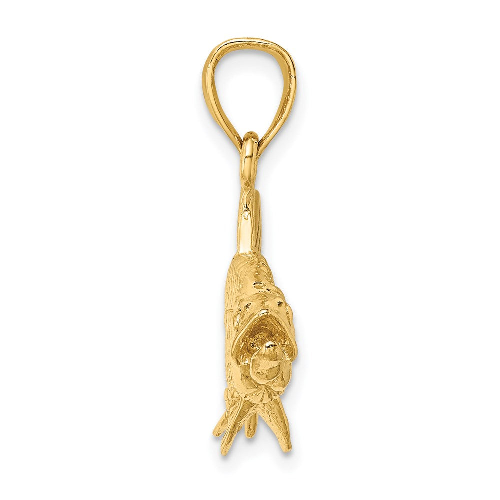 14k Yellow Gold 3-D Textured Oxeye Tarpon Fish Charm