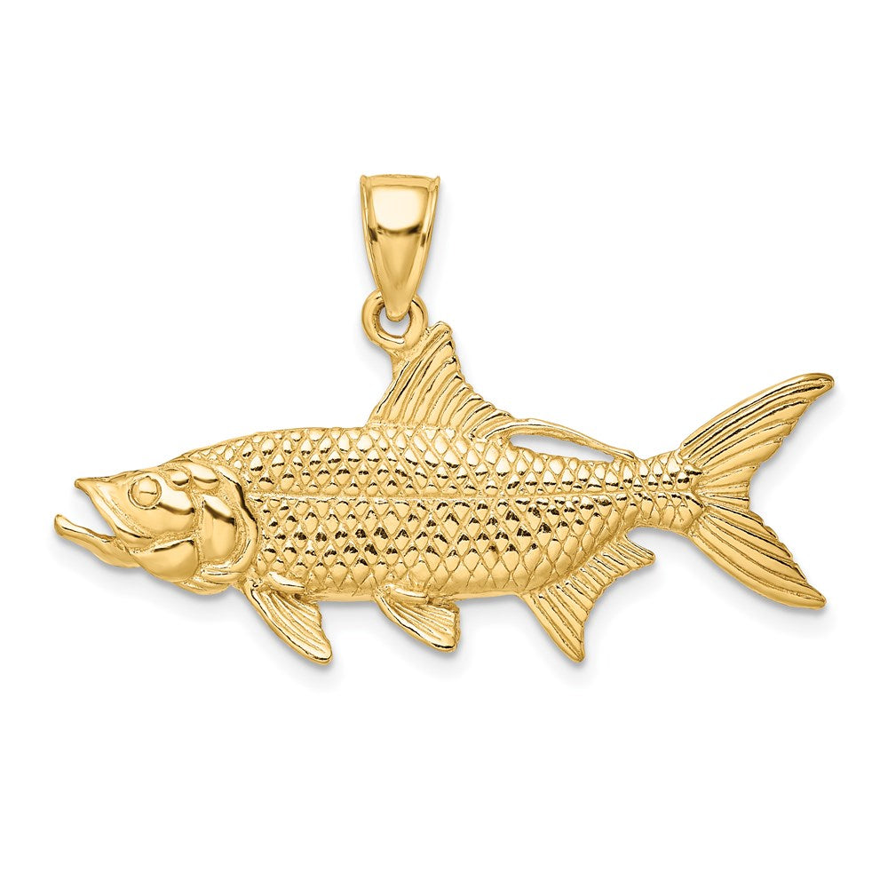 14k Yellow Gold 3-D Textured Oxeye Tarpon Fish Charm