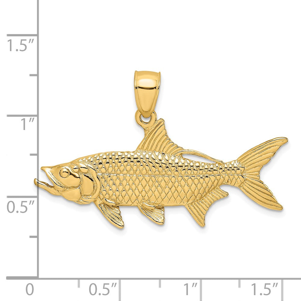 14k Yellow Gold 3-D Textured Oxeye Tarpon Fish Charm